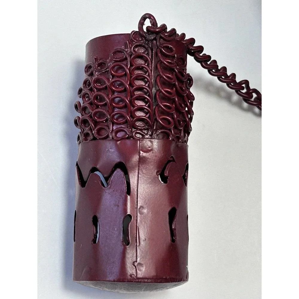 Metal Wine Bottle Holder Waiter Wearing Hat‎ & Tux Ready to Serve , Deep Maroon